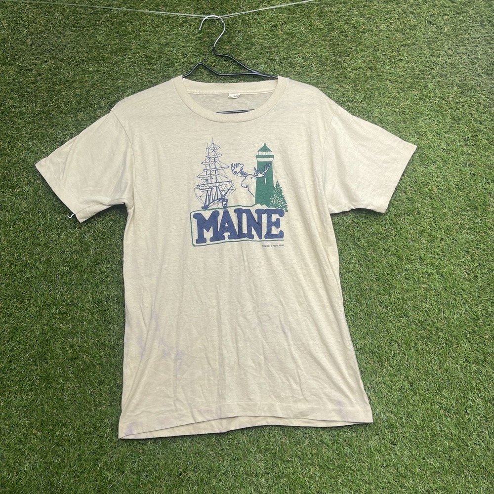 True Vintage 80s Maine Nature Shirt Mens Large Single Stitch Thin Graphic Tee